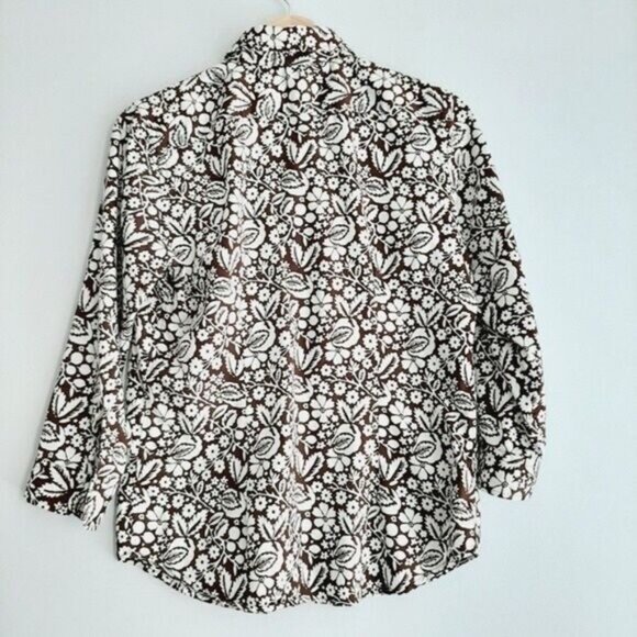LAUREN Ralph Lauren / 3/4 Sleeve Button Down Shirt Floral Sz M - Picture 6 of 8